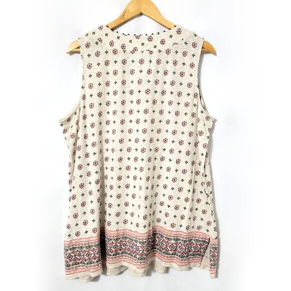 J Jill Womens Sleeveless V-Neck Tunic Size 2X Floral Geometric Print Artsy Boho - Picture 2 of 9